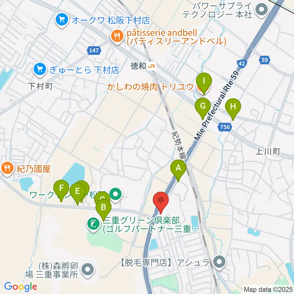 タックガッキ音楽教室周辺のファミレス・ファーストフード一覧地図