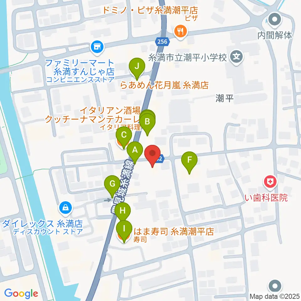 フリューゲル音楽教室周辺のファミレス・ファーストフード一覧地図