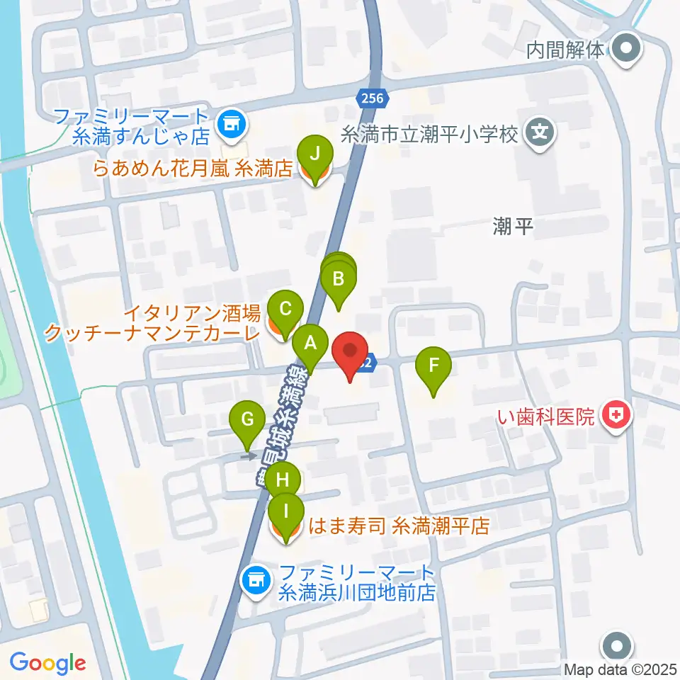 フリューゲル音楽教室周辺のファミレス・ファーストフード一覧地図