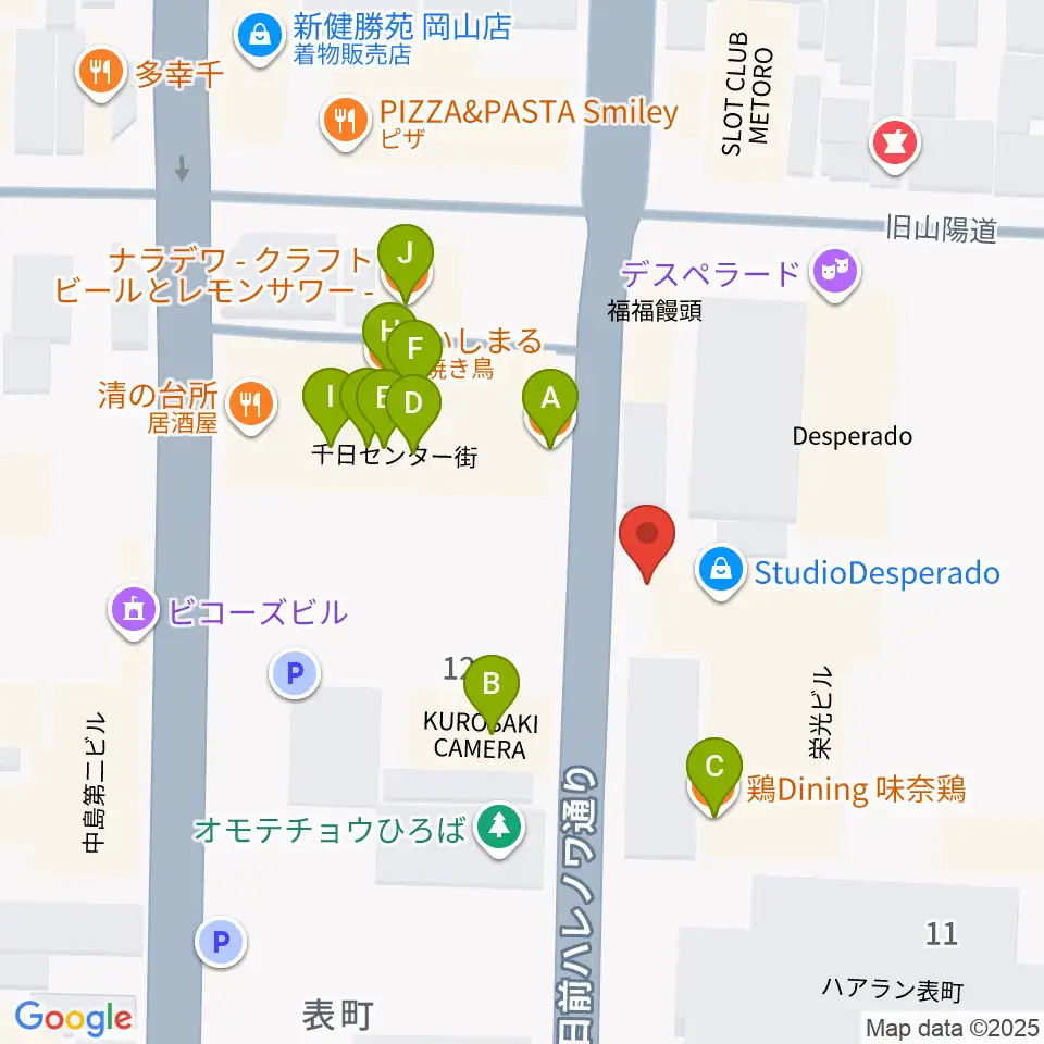 イマージュ・楽器堂周辺のファミレス・ファーストフード一覧地図