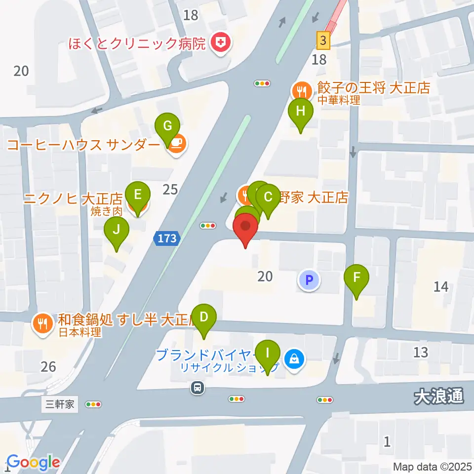 アバロンスパイラル周辺のファミレス・ファーストフード一覧地図