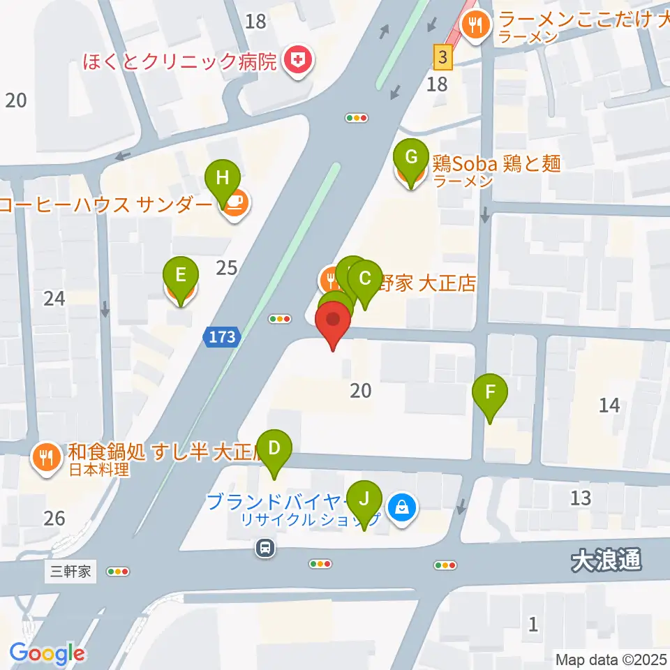 アバロンスパイラル周辺のファミレス・ファーストフード一覧地図