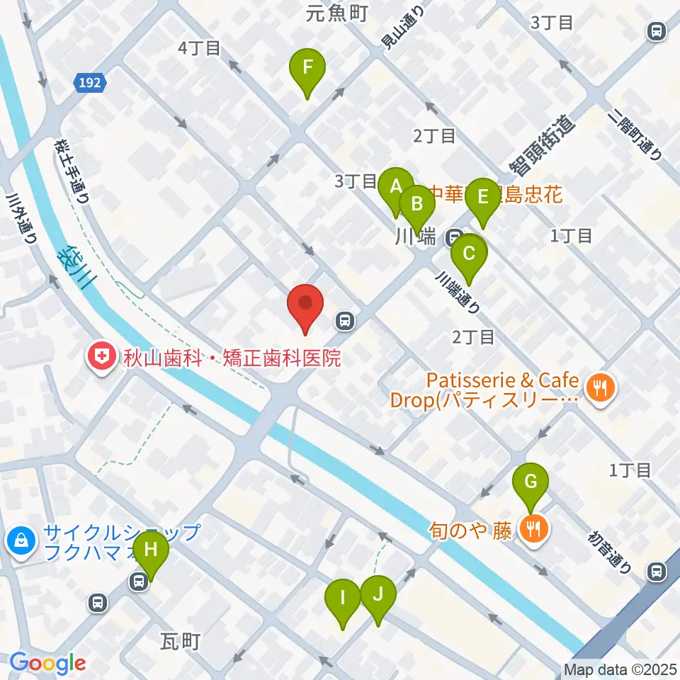 アコヤ楽器店 本店周辺のファミレス・ファーストフード一覧地図