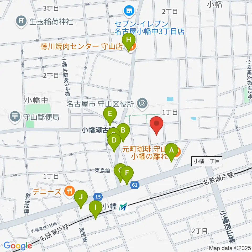 小幡 音楽館周辺のファミレス・ファーストフード一覧地図