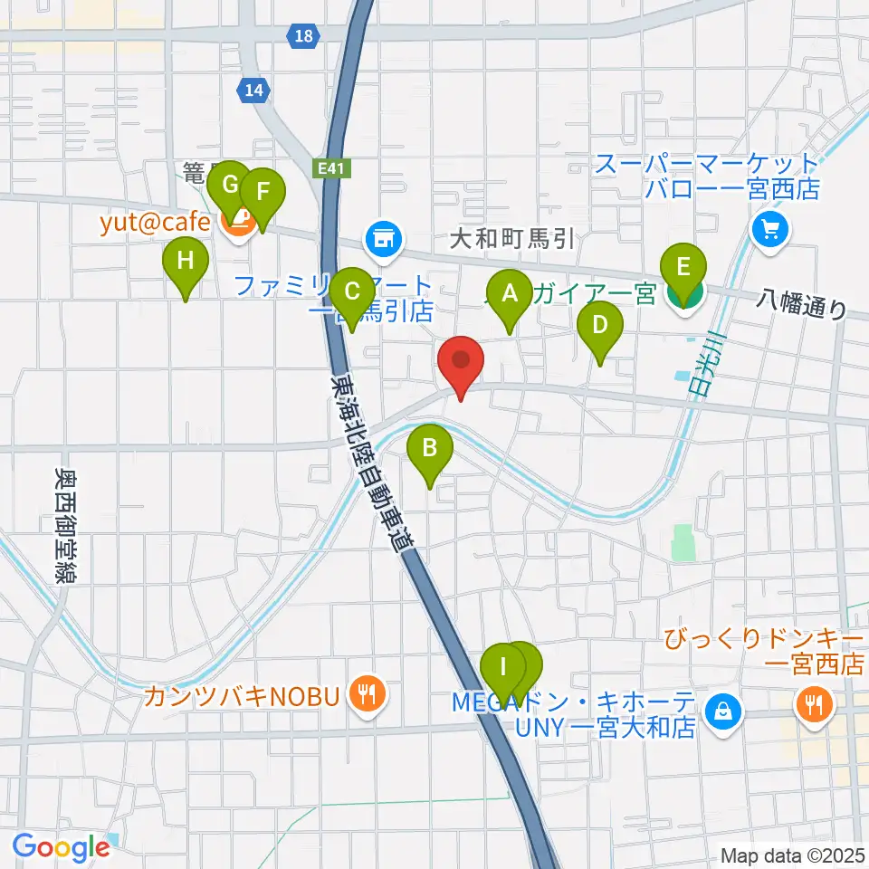 ハセガワ楽器 メロディースクール周辺のファミレス・ファーストフード一覧地図