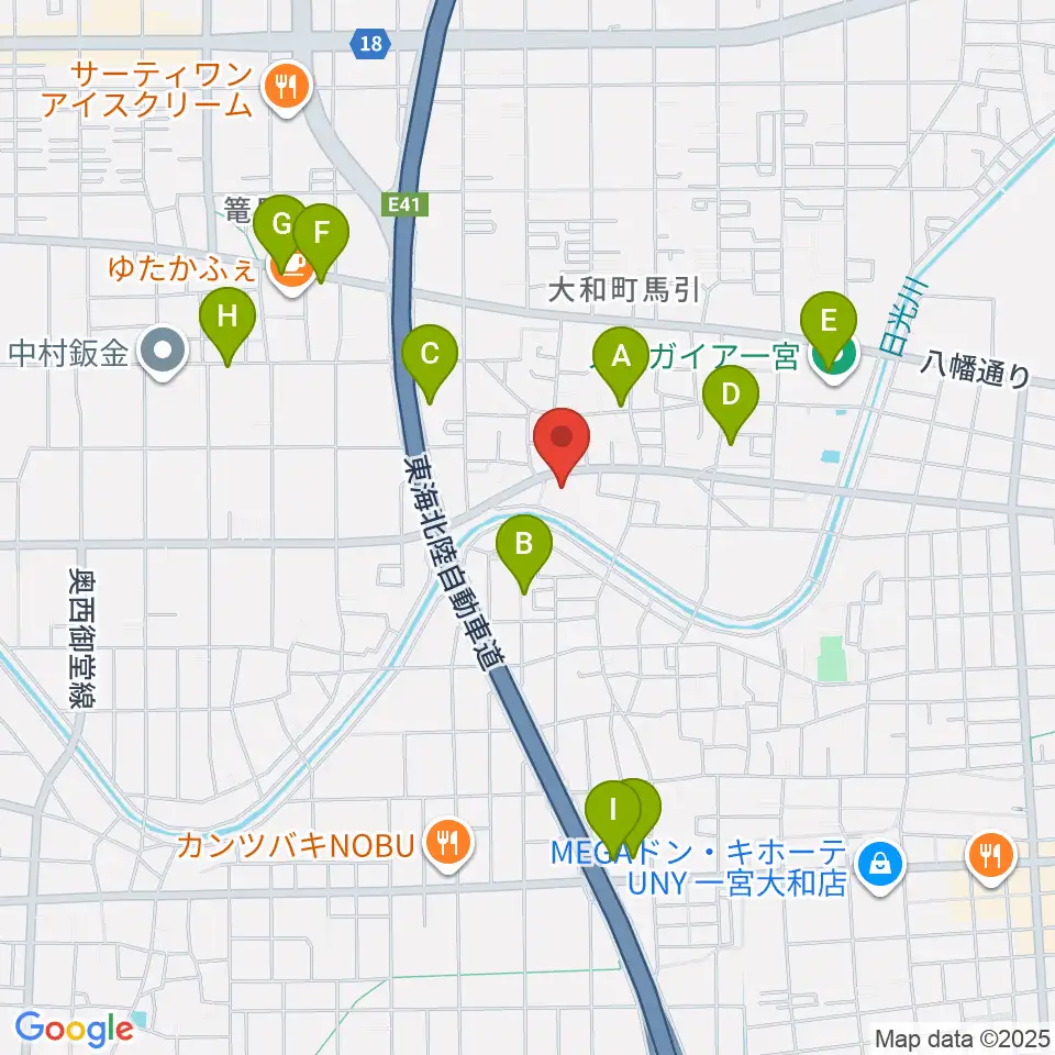 ハセガワ楽器 メロディースクール周辺のファミレス・ファーストフード一覧地図