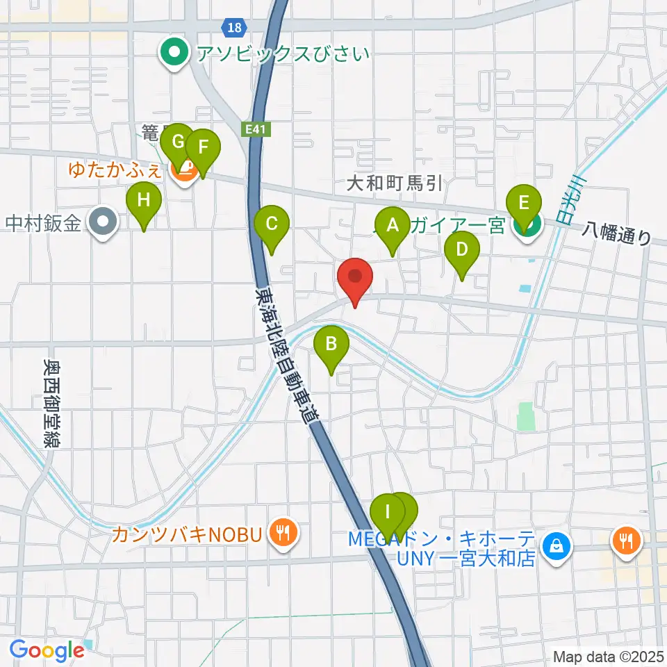 ハセガワ楽器 メロディースクール周辺のファミレス・ファーストフード一覧地図