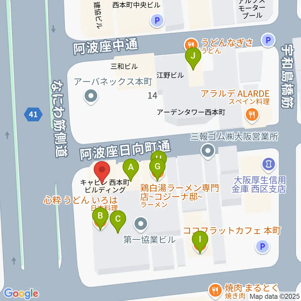 プラスエムレッスン周辺のファミレス・ファーストフード一覧地図