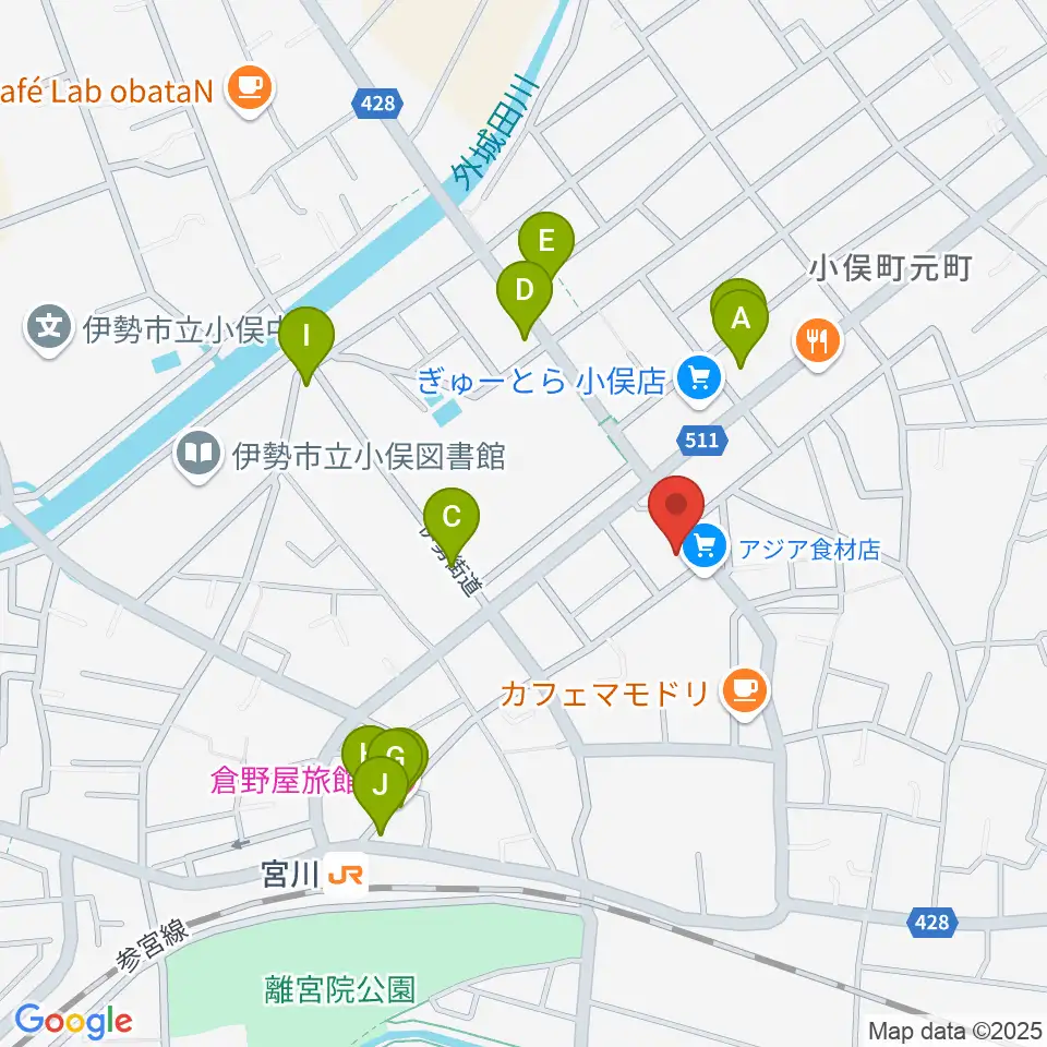 ウィーン音楽教室周辺のファミレス・ファーストフード一覧地図
