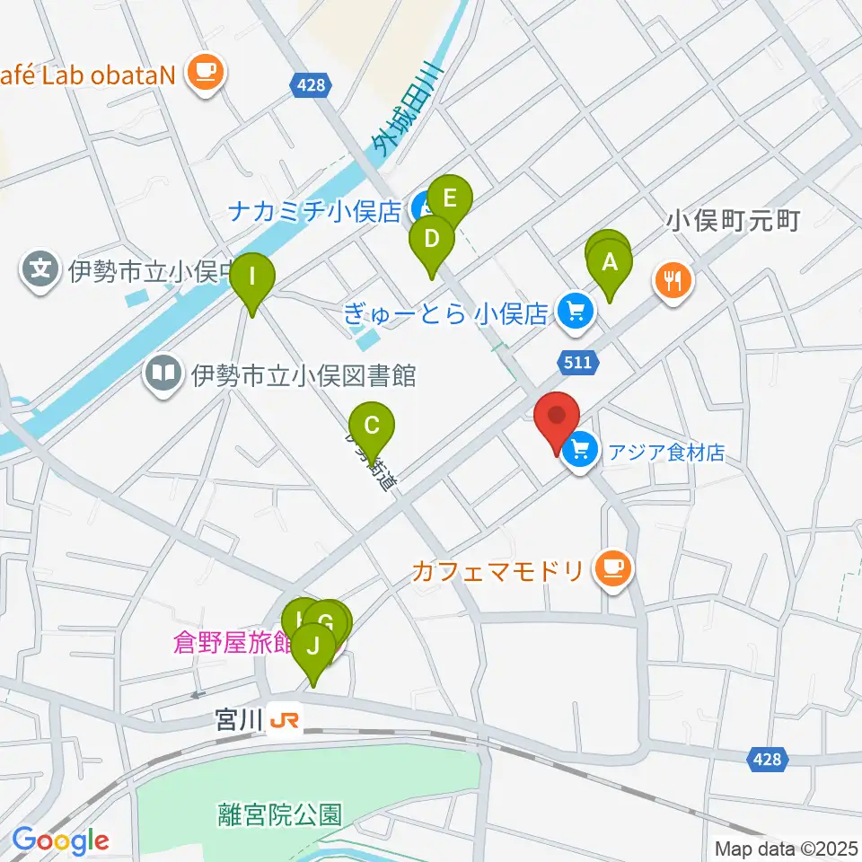 ウィーン音楽教室周辺のファミレス・ファーストフード一覧地図