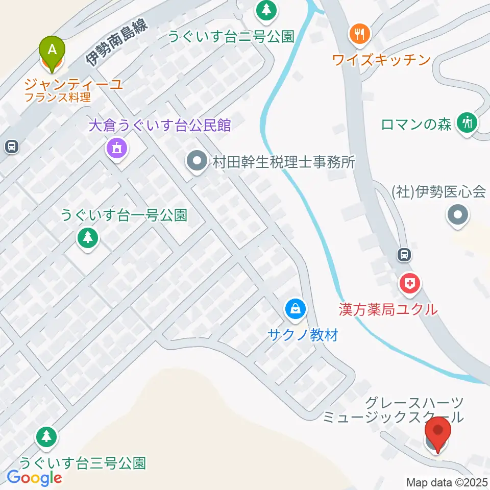 グレースハーツミュージックスクール周辺のファミレス・ファーストフード一覧地図