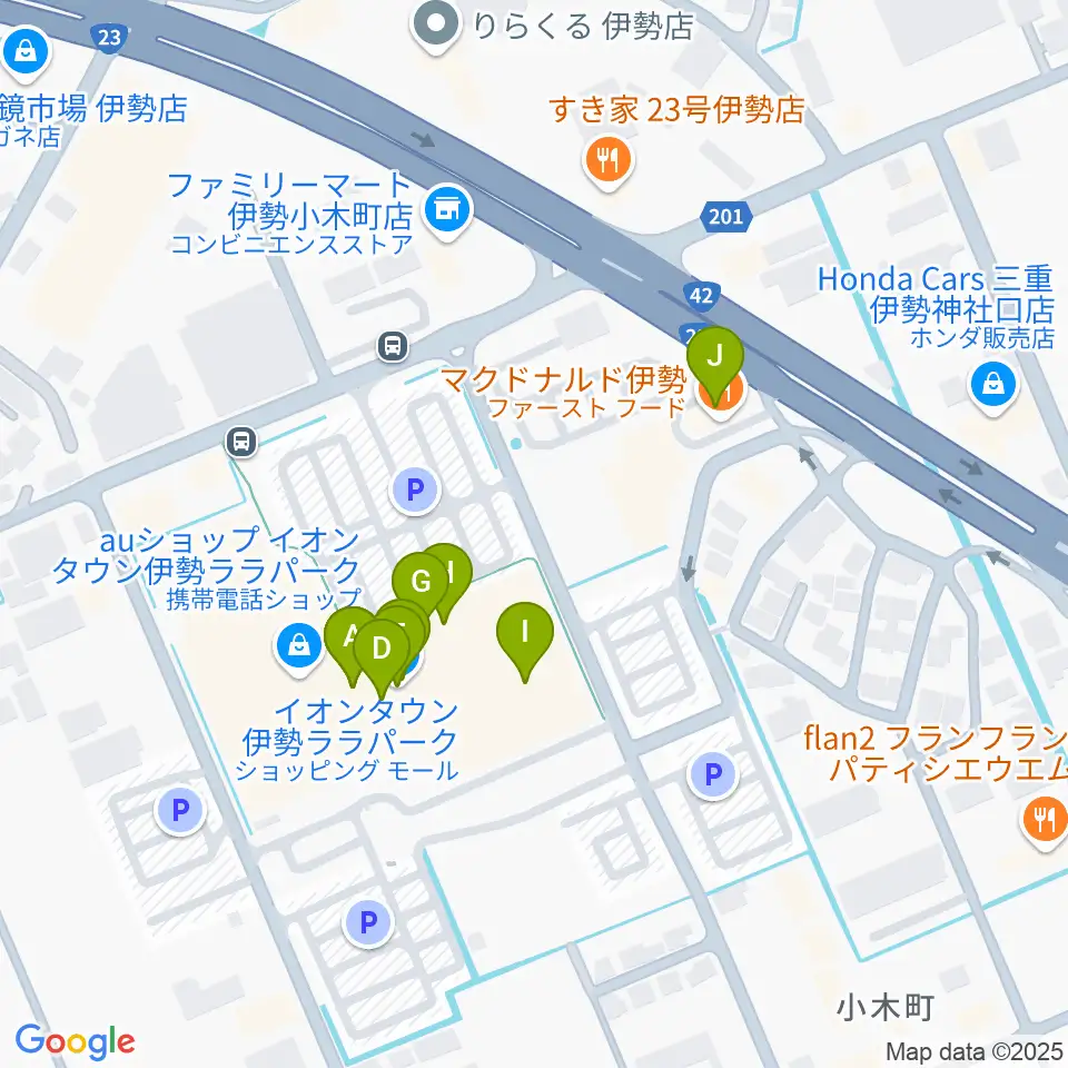 村井楽器ララパークセンター周辺のファミレス・ファーストフード一覧地図