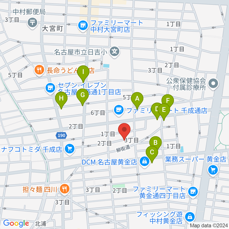 山口ギター音楽院周辺のファミレス・ファーストフード一覧地図