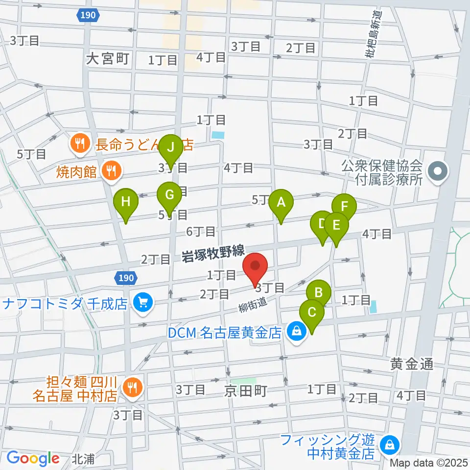 山口ギター音楽院周辺のファミレス・ファーストフード一覧地図