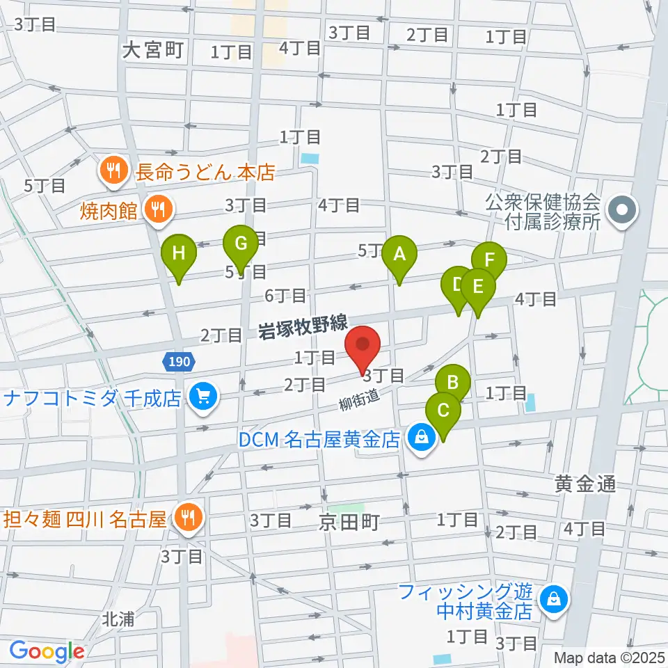 山口ギター音楽院周辺のファミレス・ファーストフード一覧地図