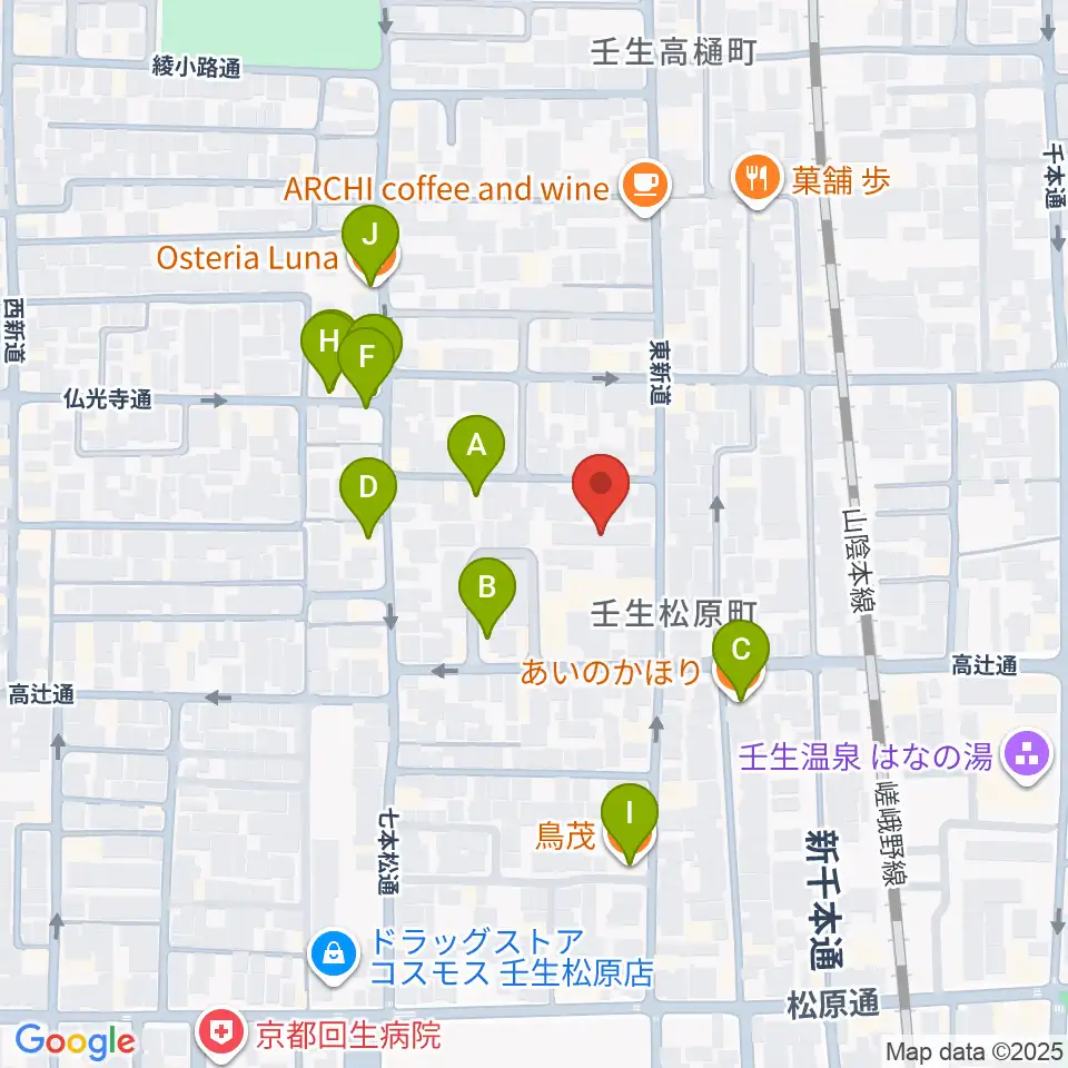 たけいち音楽教室周辺のファミレス・ファーストフード一覧地図