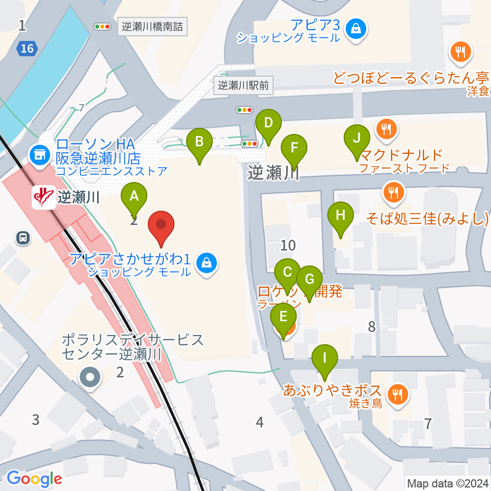 J.カレッジ周辺のファミレス・ファーストフード一覧地図