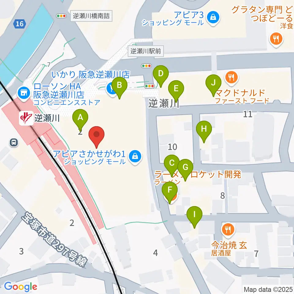 J.カレッジ周辺のファミレス・ファーストフード一覧地図