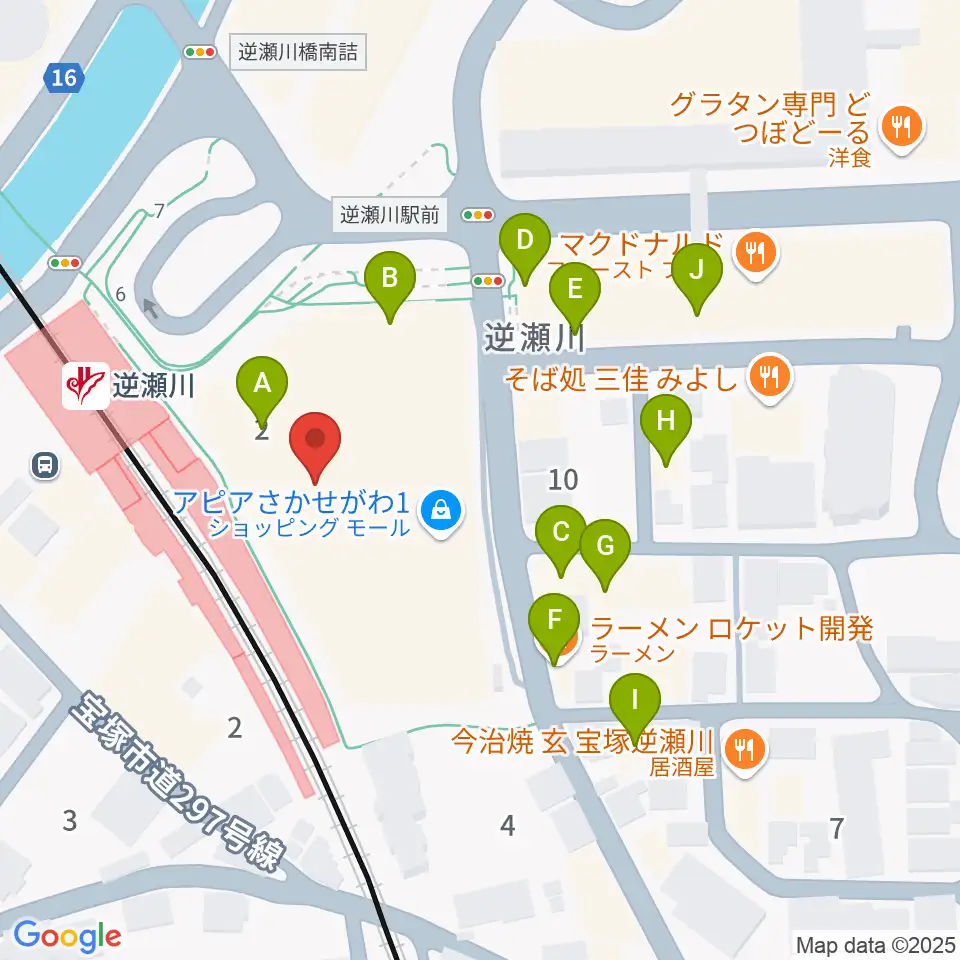 J.カレッジ周辺のファミレス・ファーストフード一覧地図
