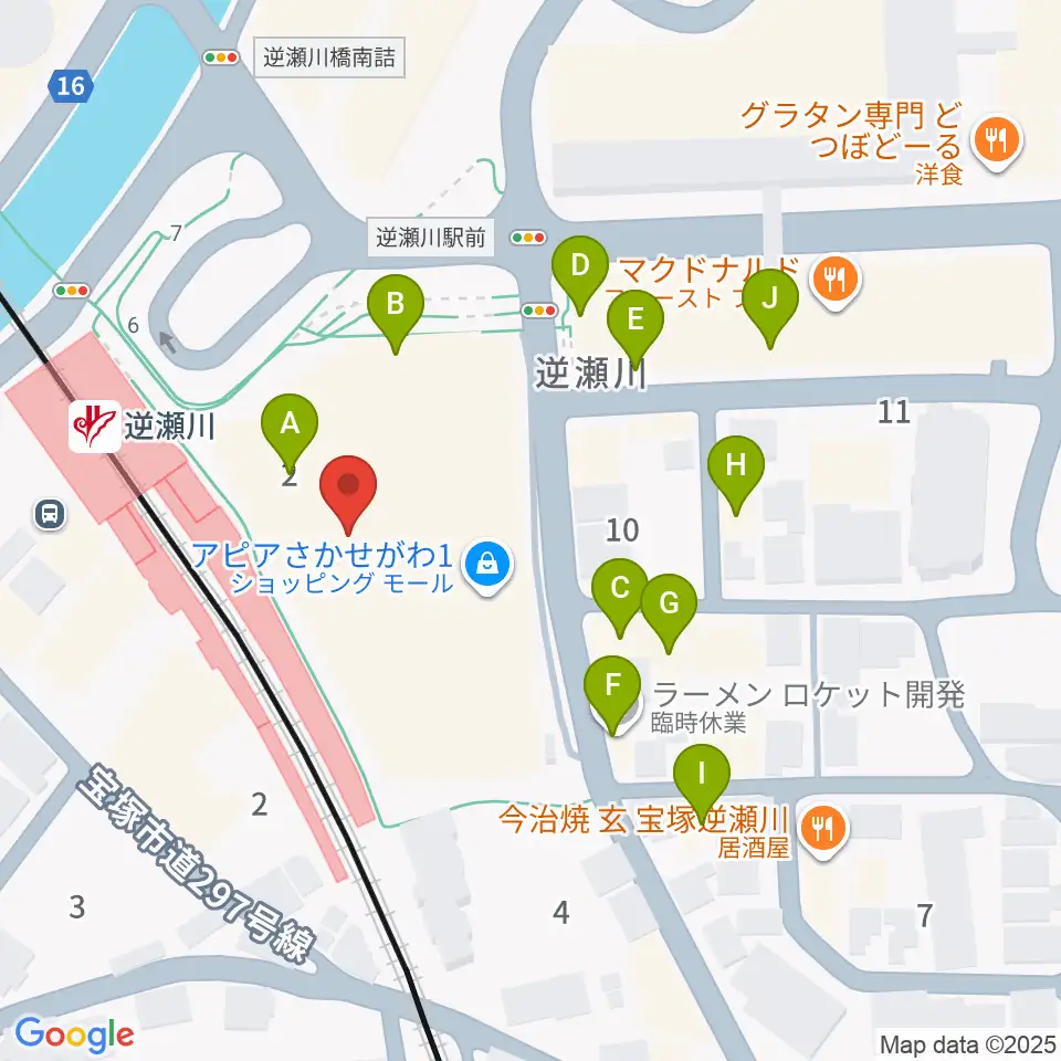 J.カレッジ周辺のファミレス・ファーストフード一覧地図
