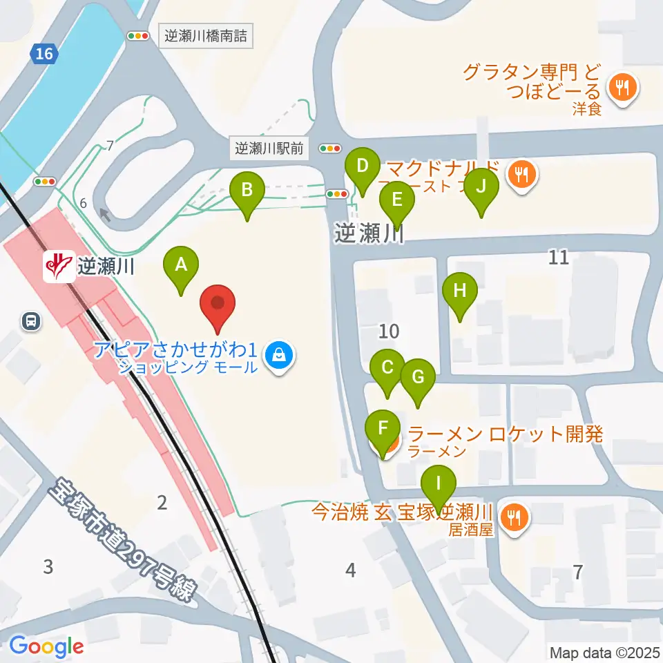 J.カレッジ周辺のファミレス・ファーストフード一覧地図