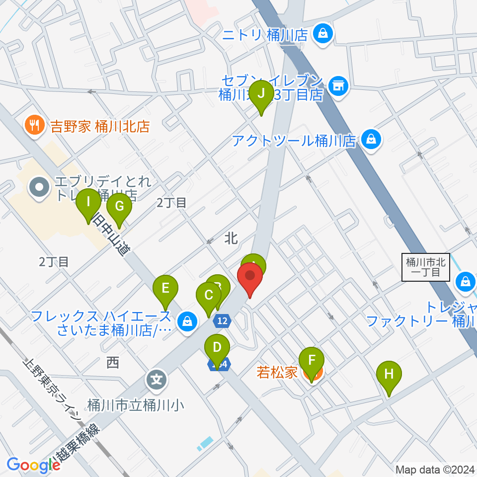 エチュード音楽教室周辺のファミレス・ファーストフード一覧地図