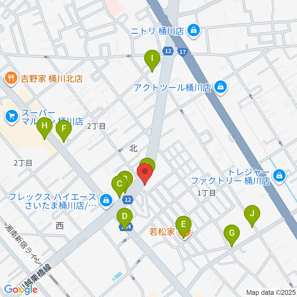 エチュード音楽教室周辺のファミレス・ファーストフード一覧地図