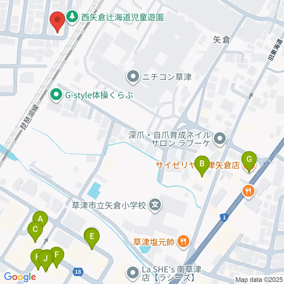 いちご音楽教室周辺のファミレス・ファーストフード一覧地図