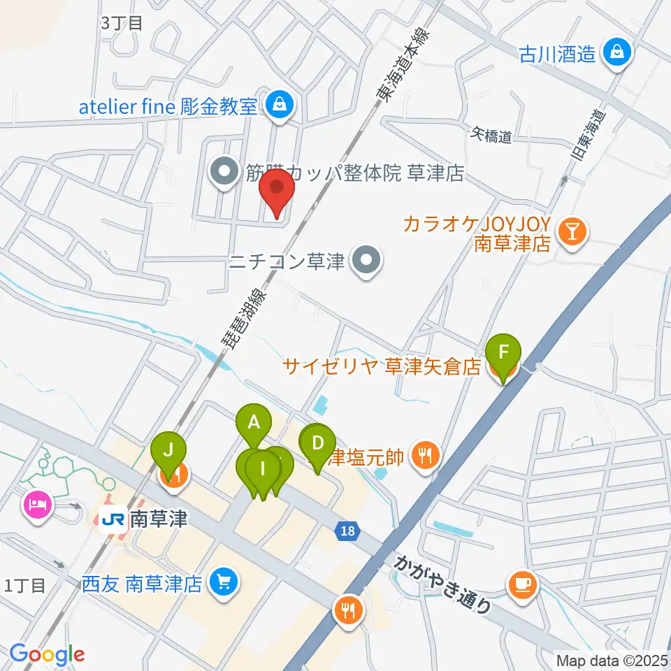 いちご音楽教室周辺のファミレス・ファーストフード一覧地図