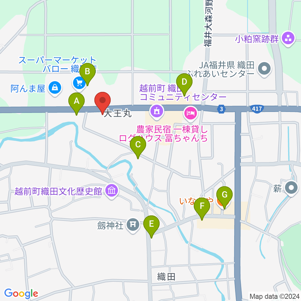 ミュージックスクールTAKEBE周辺のファミレス・ファーストフード一覧地図