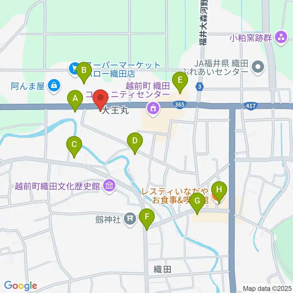 ミュージックスクールTAKEBE周辺のファミレス・ファーストフード一覧地図