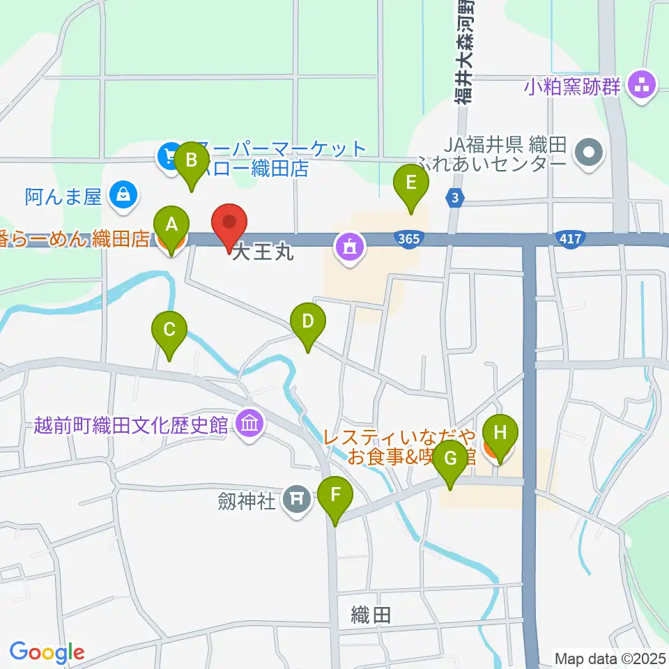 ミュージックスクールTAKEBE周辺のファミレス・ファーストフード一覧地図