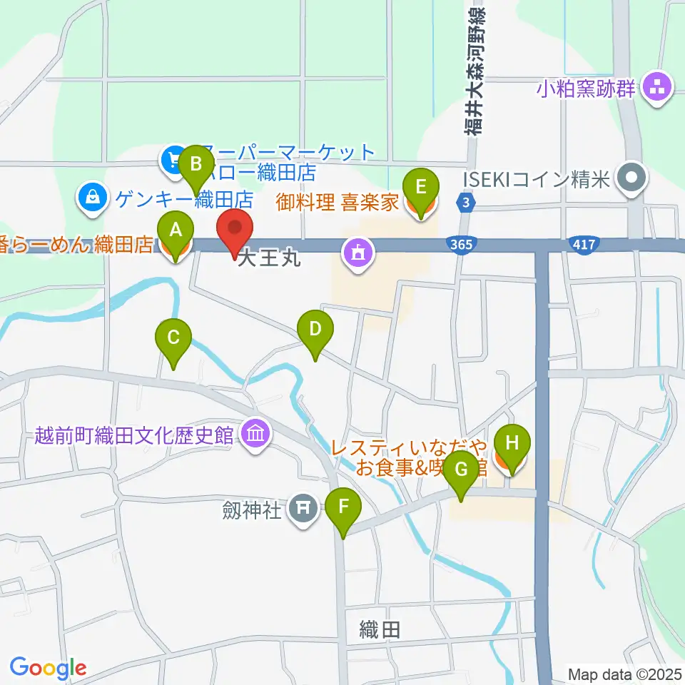 ミュージックスクールTAKEBE周辺のファミレス・ファーストフード一覧地図