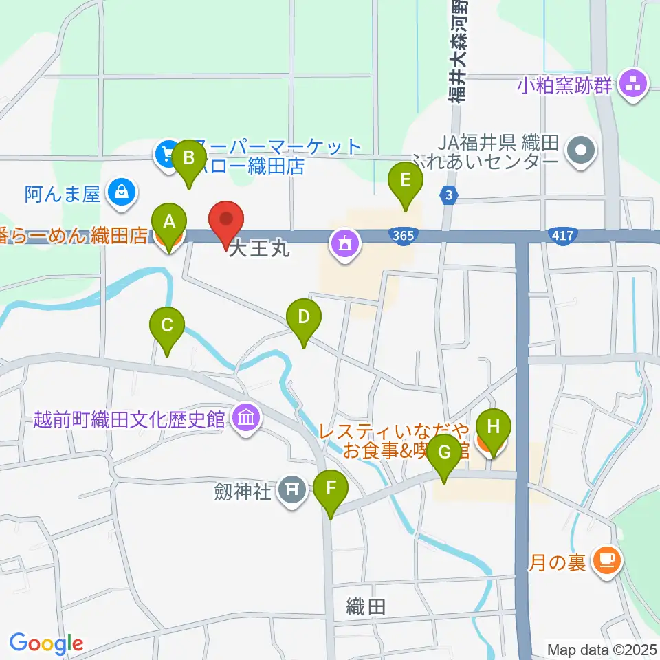 ミュージックスクールTAKEBE周辺のファミレス・ファーストフード一覧地図
