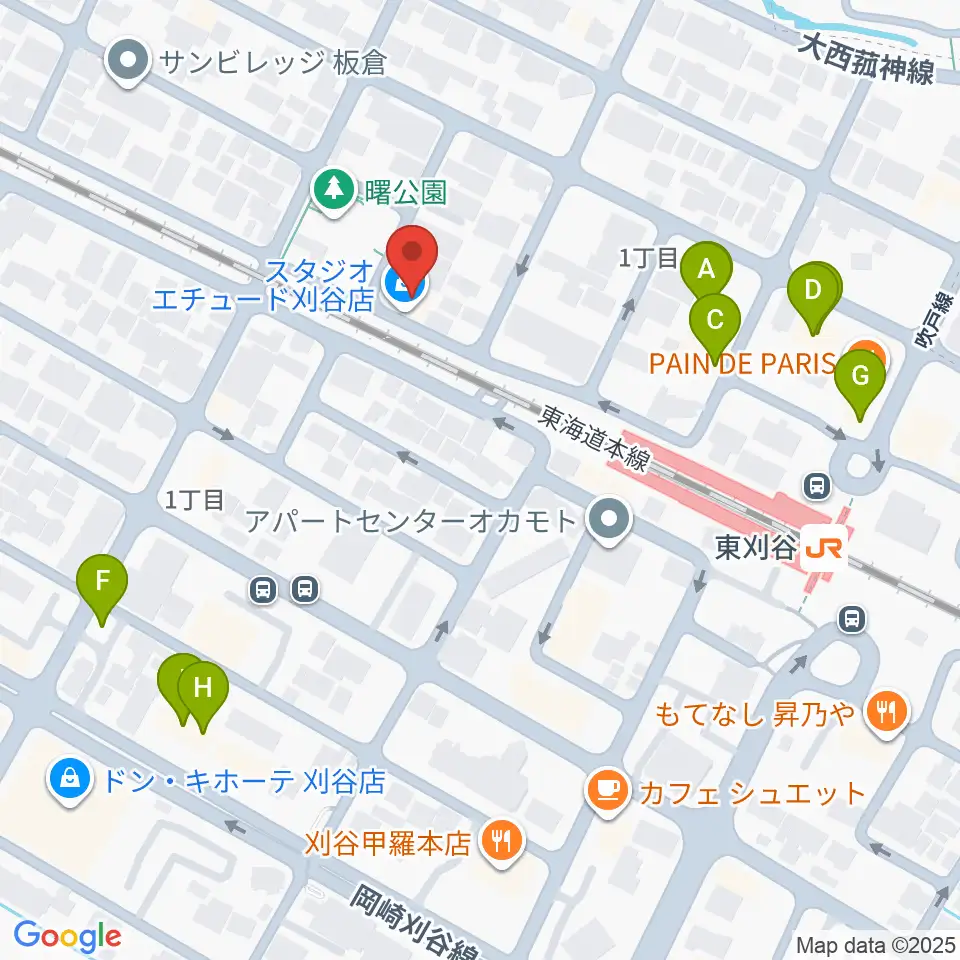 スタジオエチュード刈谷店周辺のファミレス・ファーストフード一覧地図