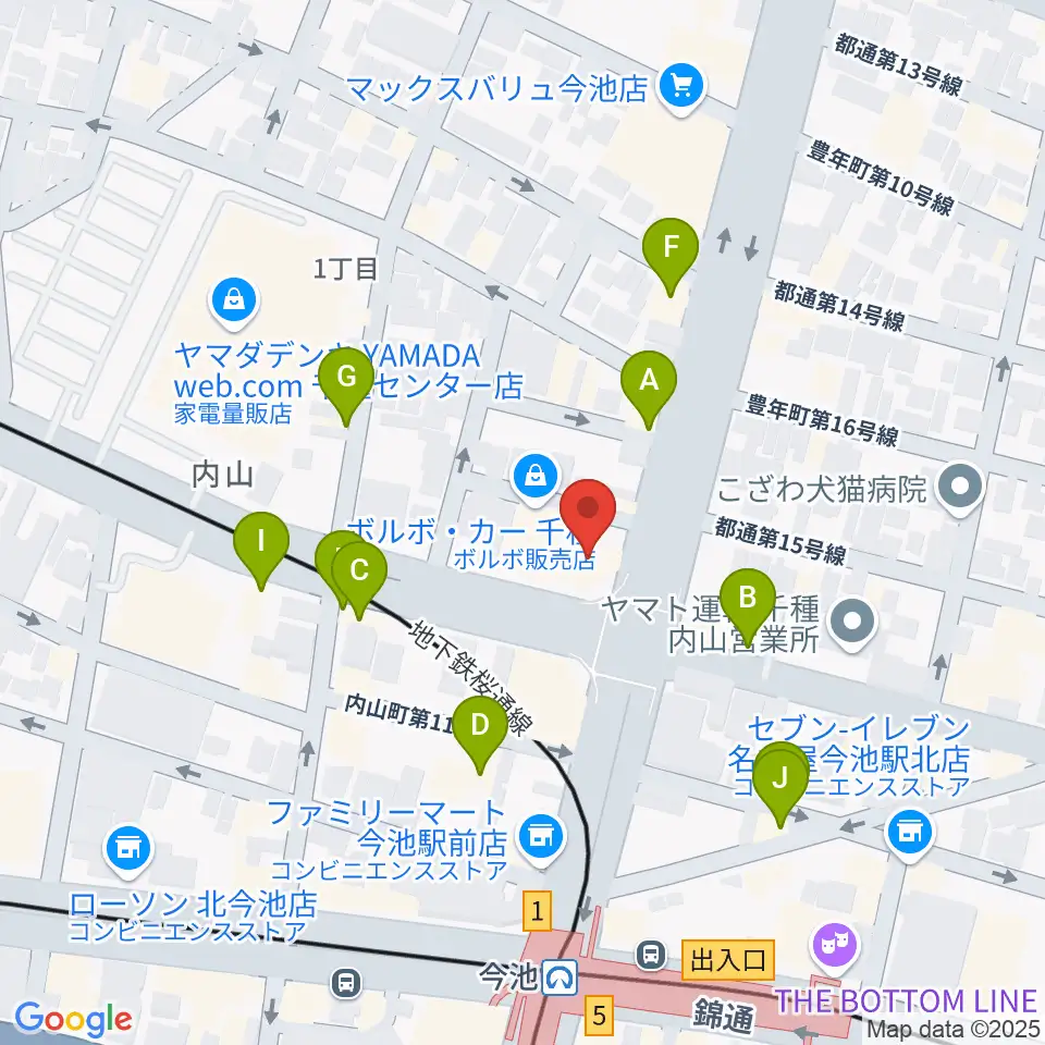 名古屋芸術音楽学院周辺のファミレス・ファーストフード一覧地図