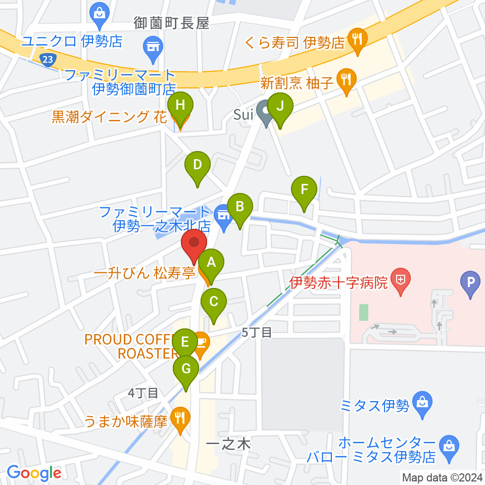 伊勢STUDIO Etude周辺のファミレス・ファーストフード一覧地図