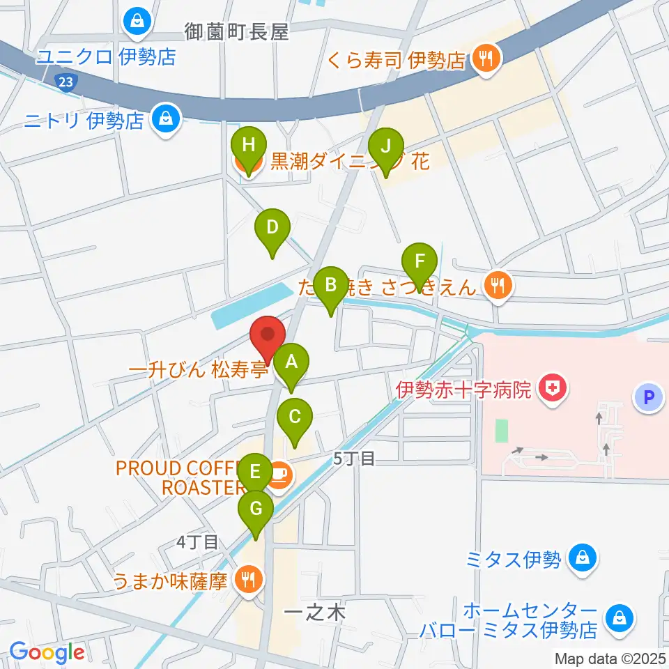 伊勢STUDIO Etude周辺のファミレス・ファーストフード一覧地図