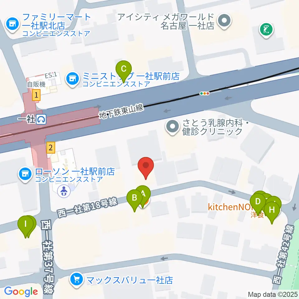 マミ・アートミュージック周辺のファミレス・ファーストフード一覧地図