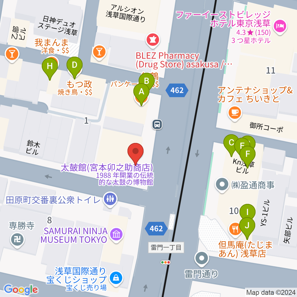 宮本卯之助商店 西浅草店周辺のファミレス・ファーストフード一覧地図