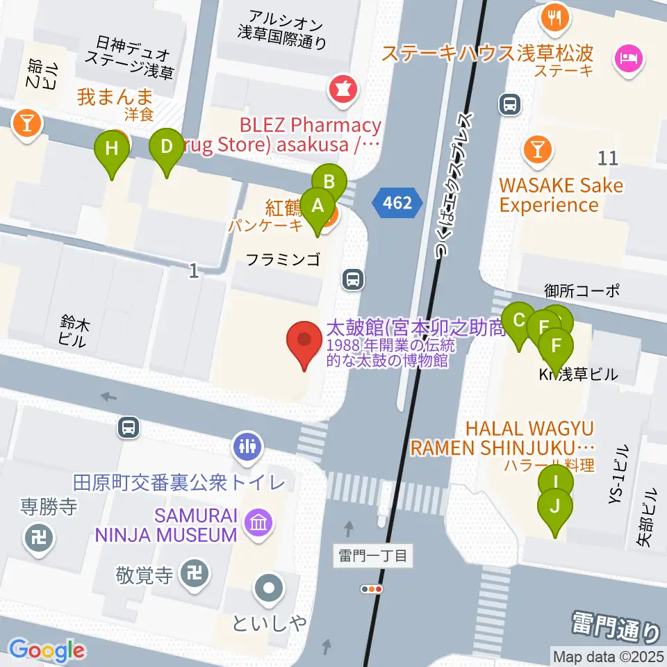 宮本卯之助商店 西浅草店周辺のファミレス・ファーストフード一覧地図