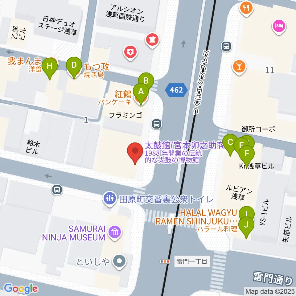 宮本卯之助商店 西浅草店周辺のファミレス・ファーストフード一覧地図