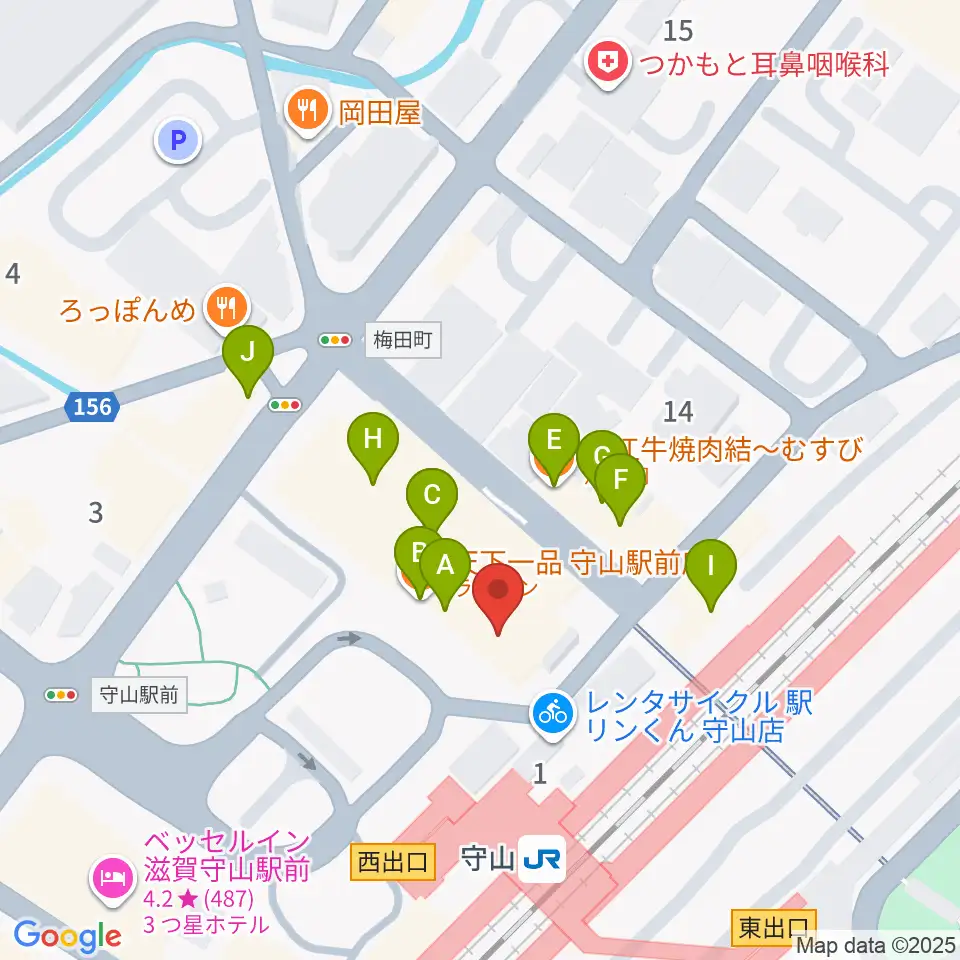 ハーモニー・ミュージック・スタジオ周辺のファミレス・ファーストフード一覧地図