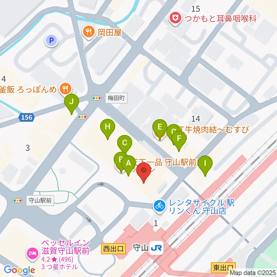 ハーモニー・ミュージック・スタジオ周辺のファミレス・ファーストフード一覧地図