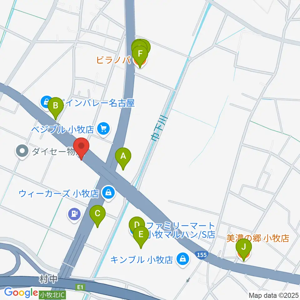 MJPミックススクール周辺のファミレス・ファーストフード一覧地図