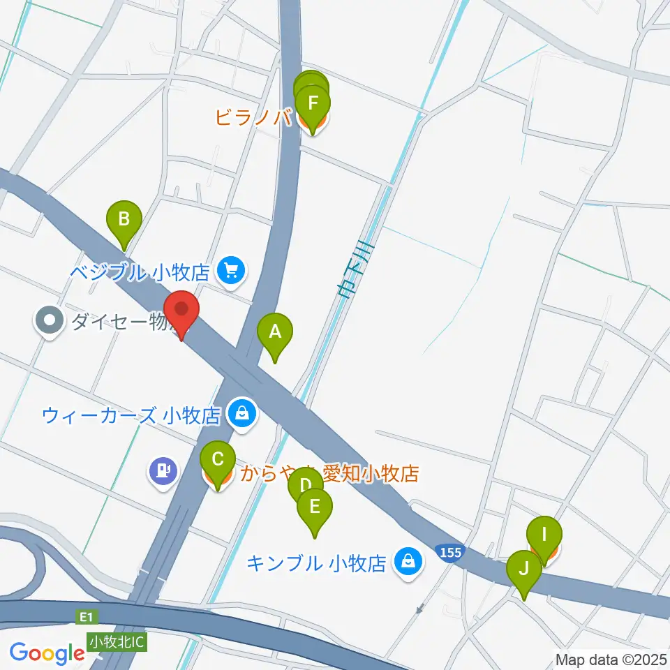 MJPミックススクール周辺のファミレス・ファーストフード一覧地図