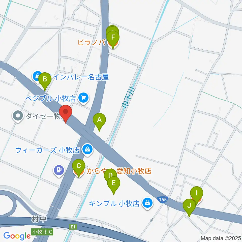 MJPミックススクール周辺のファミレス・ファーストフード一覧地図