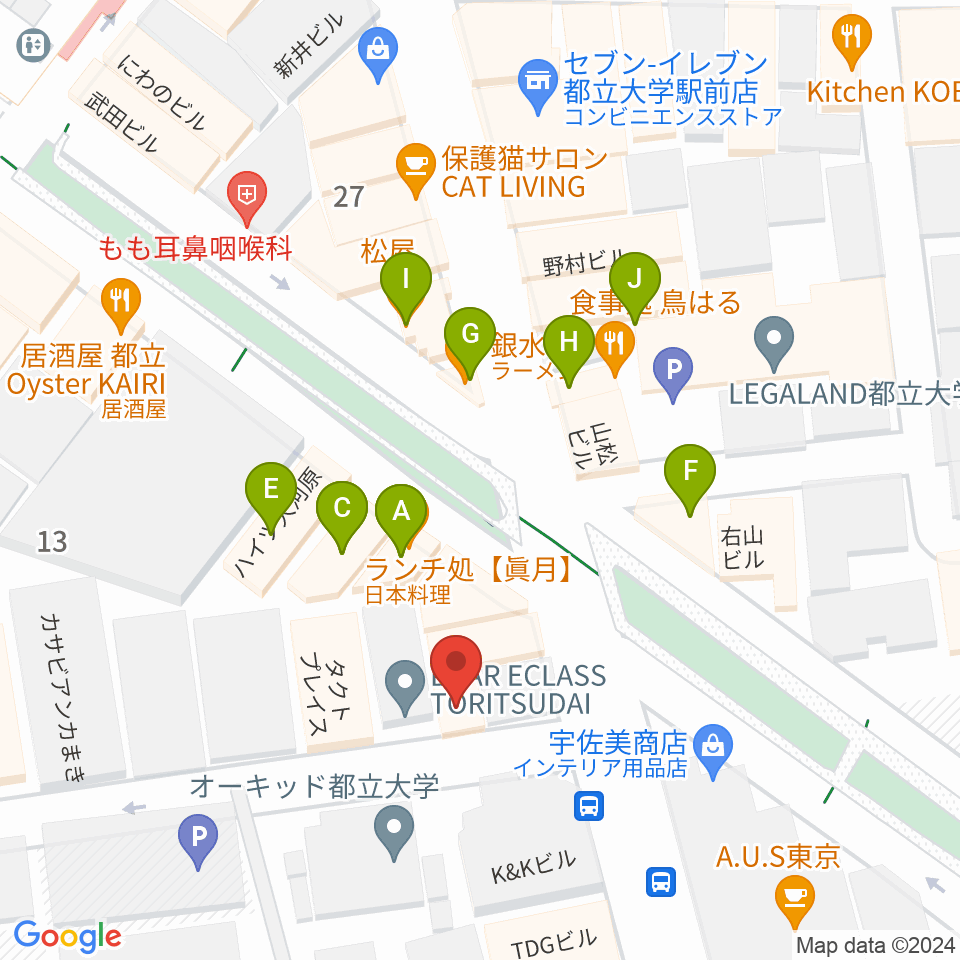 山田聖ヴァイオリン工房周辺のファミレス・ファーストフード一覧地図