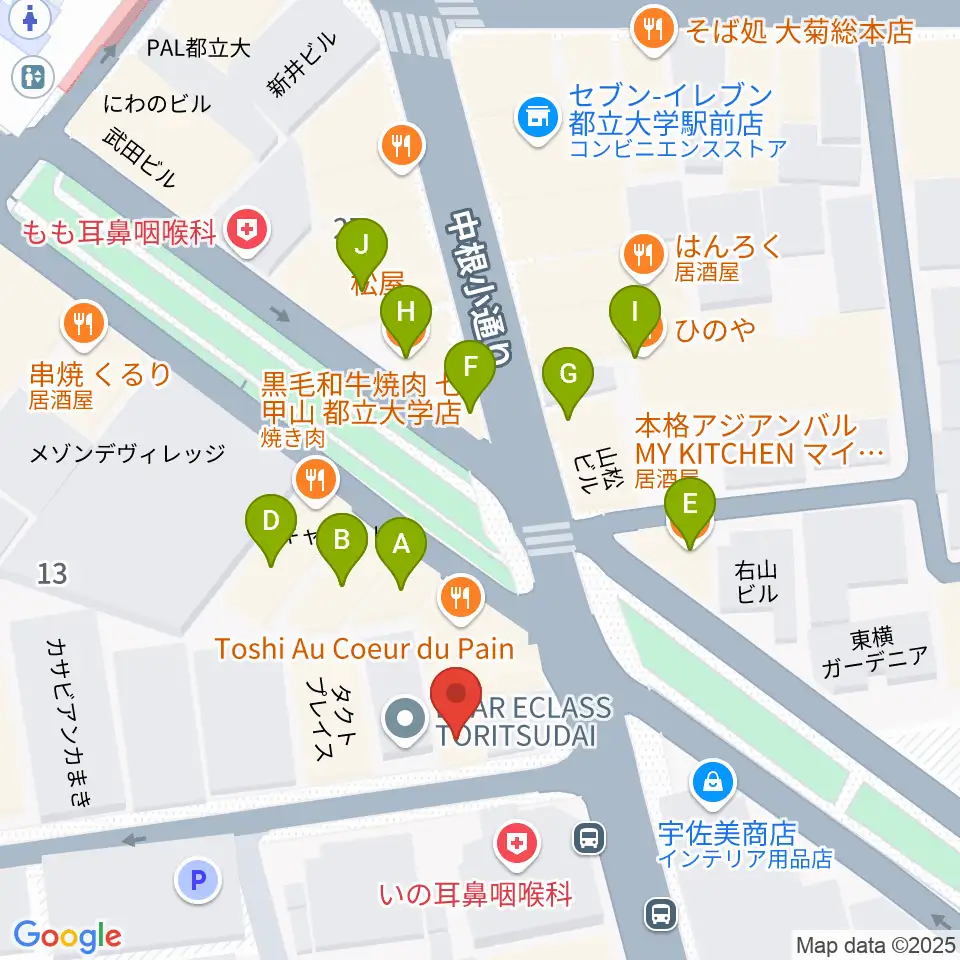 山田聖ヴァイオリン工房周辺のファミレス・ファーストフード一覧地図