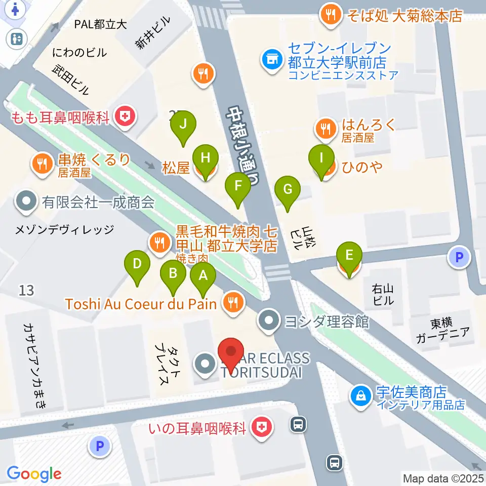 山田聖ヴァイオリン工房周辺のファミレス・ファーストフード一覧地図